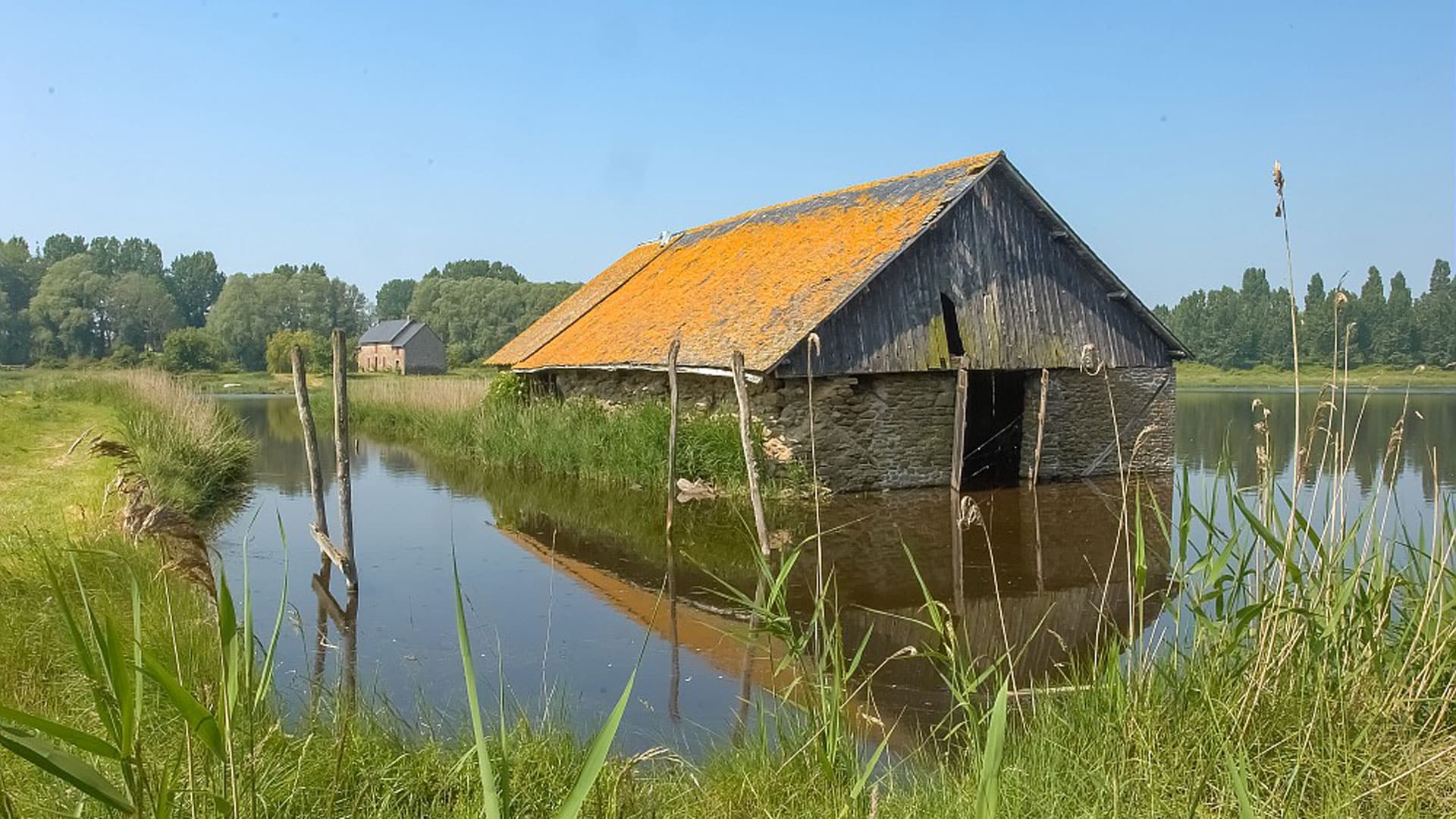 Ancienne dépendance agricole dans les marais salants de la Goutte ou des Guettes à Saint-Suliac (35)