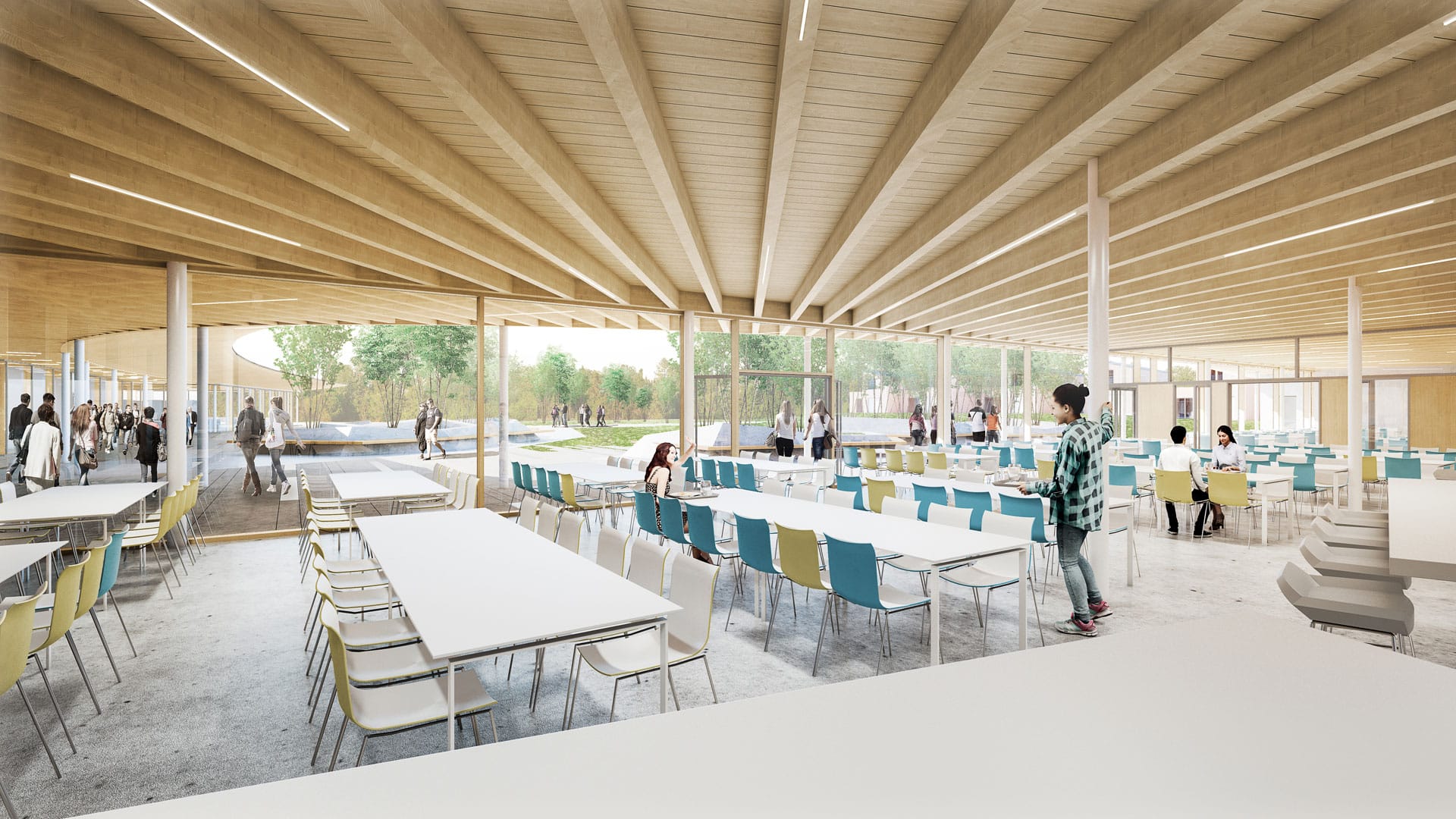 Illustration projet architectural 3D lycée Ploermel_restaurant