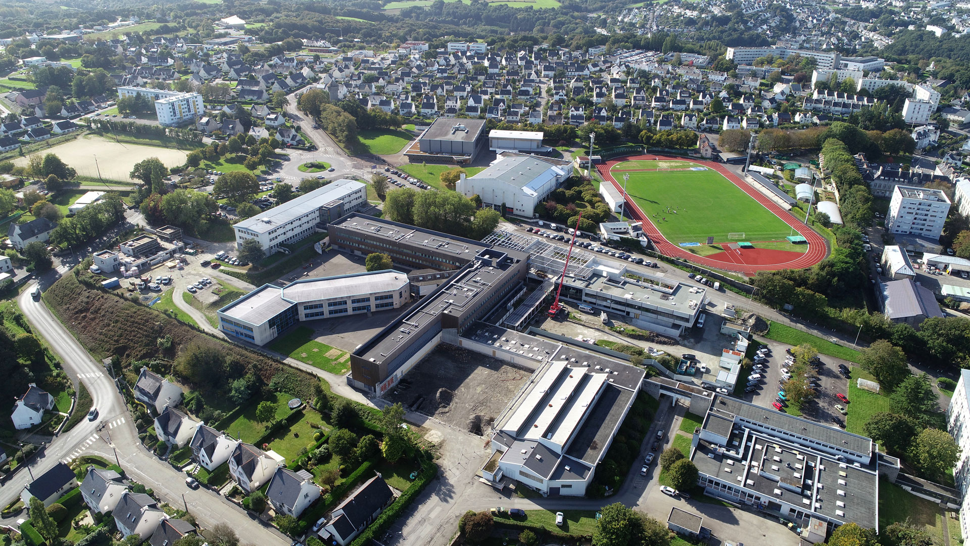 lycée Tristan-Corbière de Morlaix en travaux (octobre 2021)