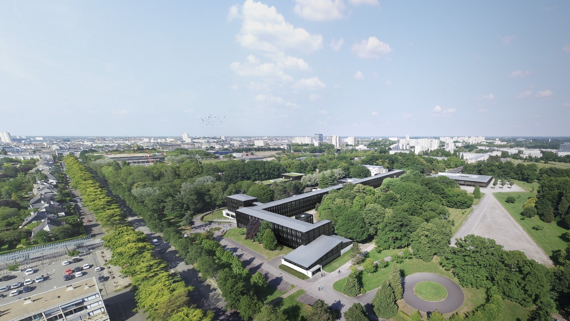 Vue de hauteur du lycée de Bréquigny