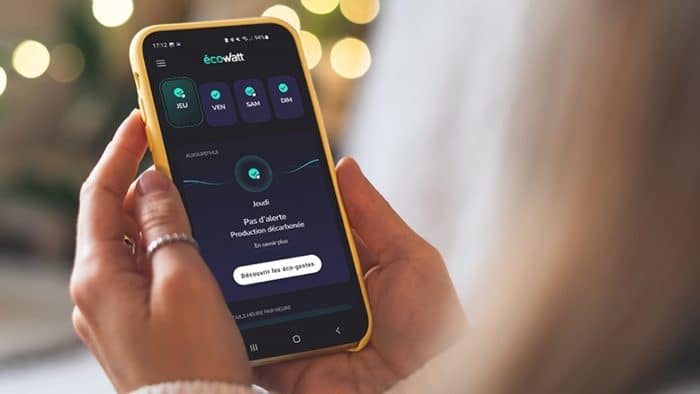 Application Ecowatt sur un téléphone portable