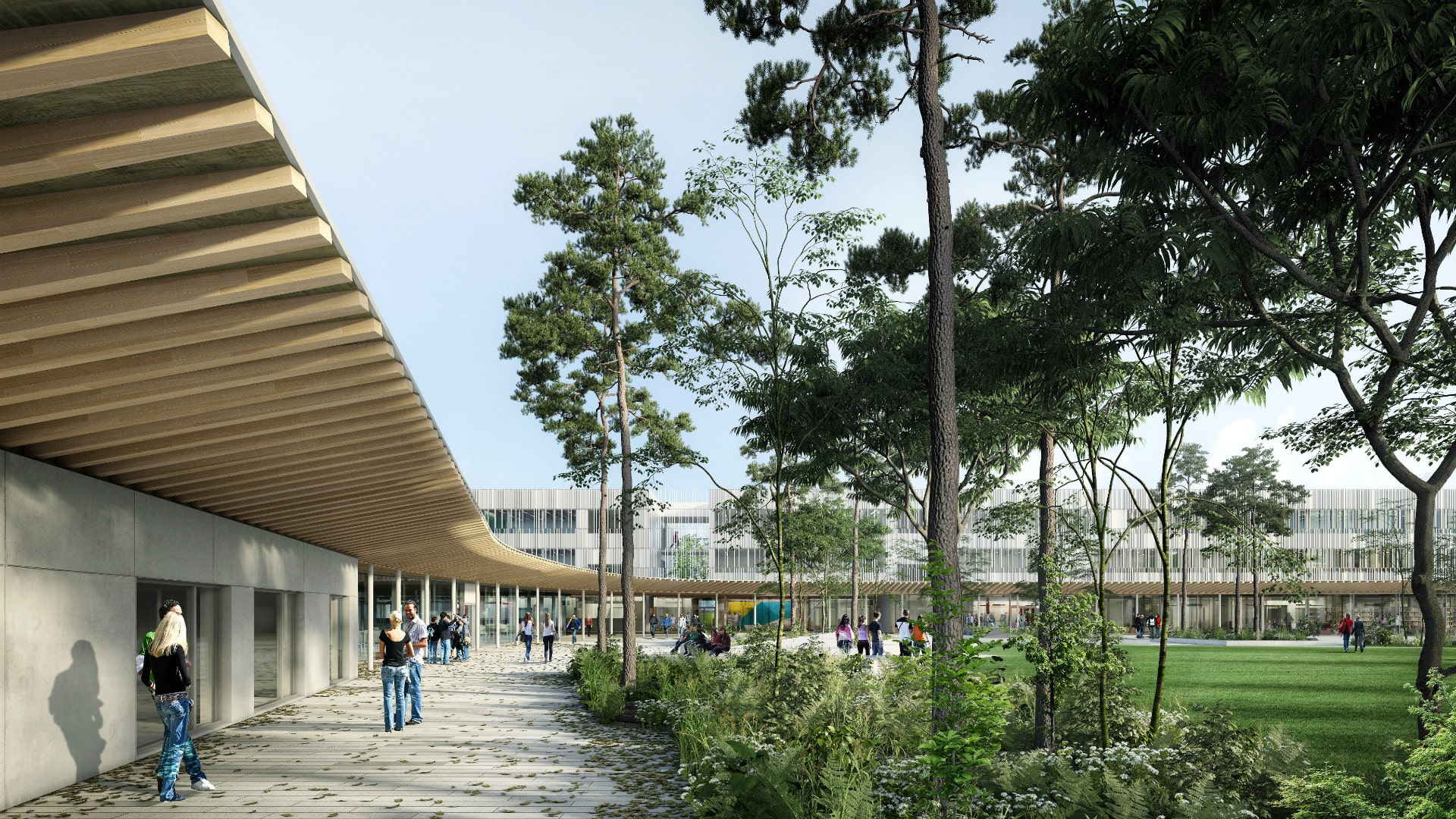 Vue de la cour du futur lycée de Ploermel