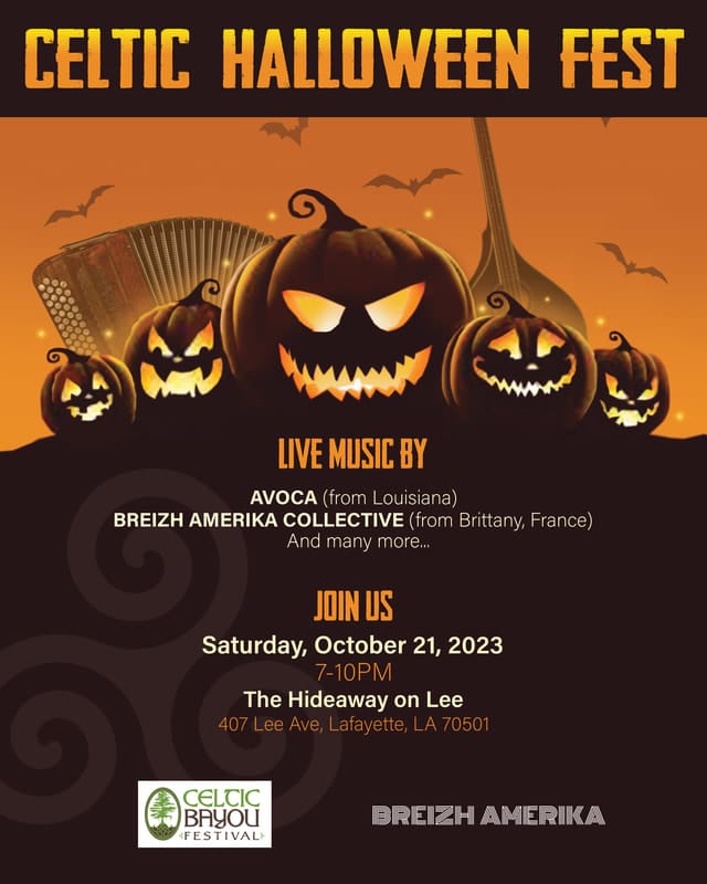 Affiche du Celtic halloween de Breizh Amerika en Louisiane