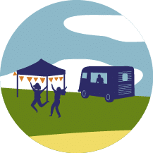 visuel food truck et gens qui dansent