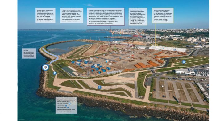 Panneau décrivant le nouveau quai EMR du port de Brest