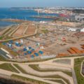 Vue de haut du Polder port de Brest