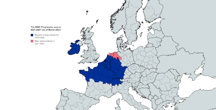 zone couverte par le programme Interreg Europe du Nord Ouest