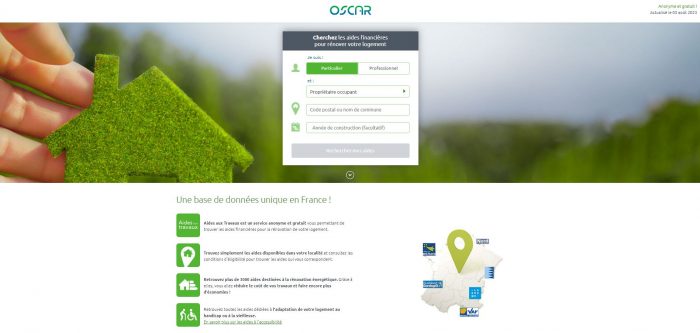 Page d'accueil du site Aides aux Travaux